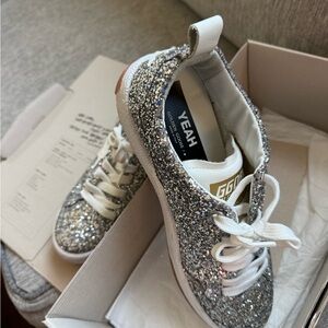 Golden Goose Yeah Silver Glitter Sneakers